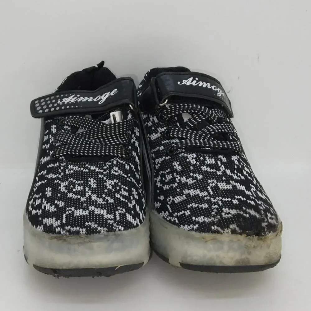 Aimoge Boys Pre-owned Black w/White Accents Roller Skate Sneakers - sz. 13C